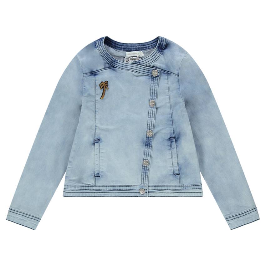 Júnior - Chaqueta vaquera teñida con palmera y lentejuelas con inscripción en la espalda  Additional Júnior - Chaqueta vaquera teñida con palmera y lentejuelas con inscripción en la espalda