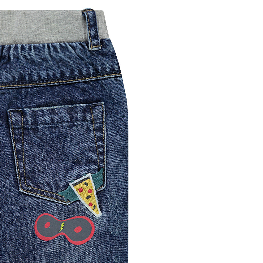 Vaqueros efecto nieve con parches y cintura elástica 