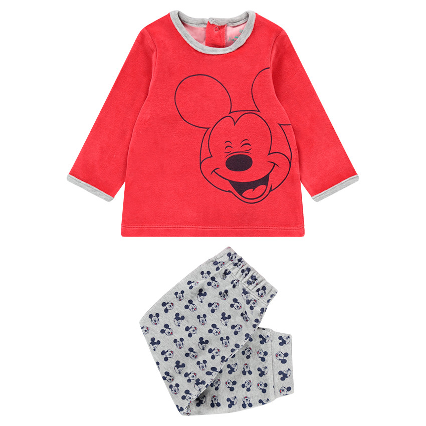 Pijama de terciopelo con estampado de Mickey ©Disney y pantalón all-over 