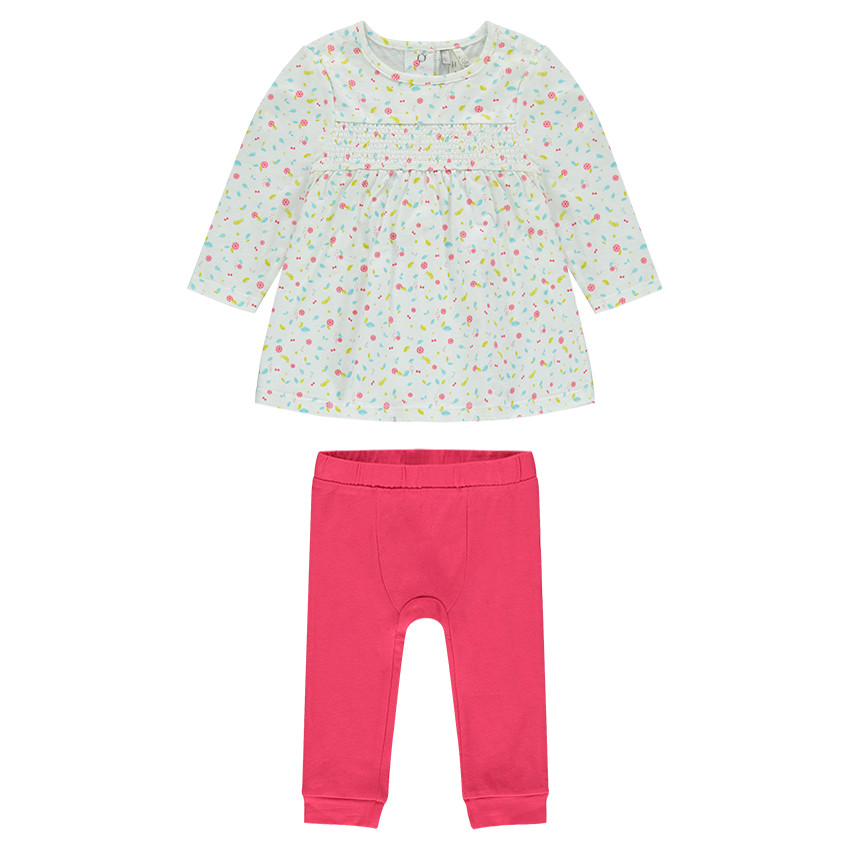 Conjunto de túnica de manga larga estampda y leggings lisos  Additional Conjunto de túnica de manga larga estampda y leggings lisos