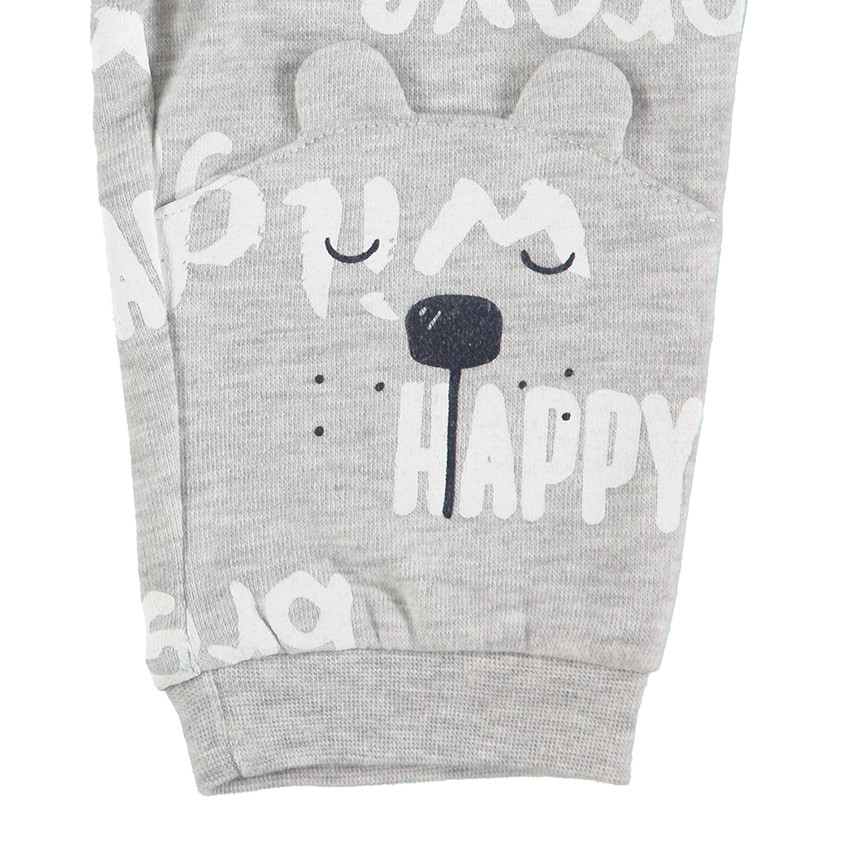 Conjunto de camiseta con forro de punto y pantalón con estampado de osito 