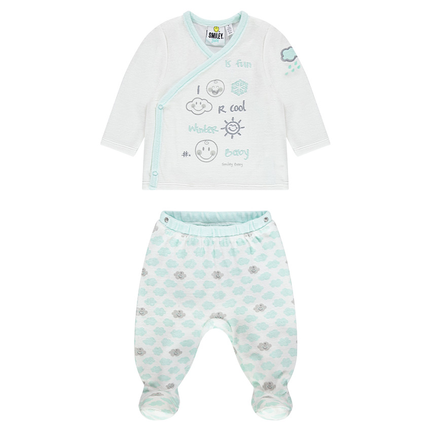 Pijama de terciopelo estampado ©Smiley Baby 