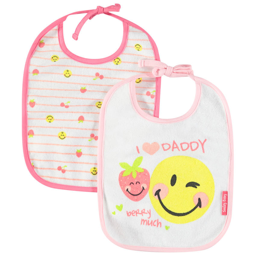 Lot de 2 bavoirs de risos con estampado Smiley y rayas 