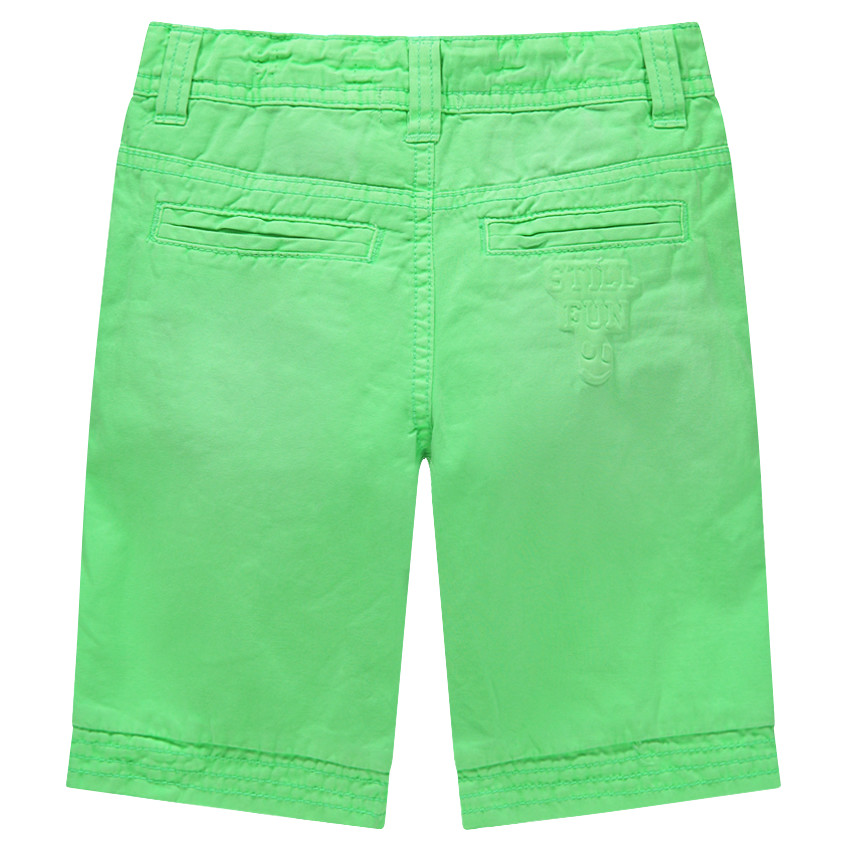Bermudas de algodón verde fluorescente con efecto arrugado 