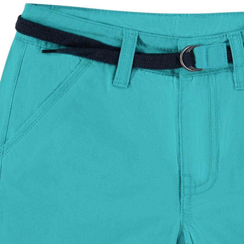 Bermudas de algodón lisas con cinturón ajustable 