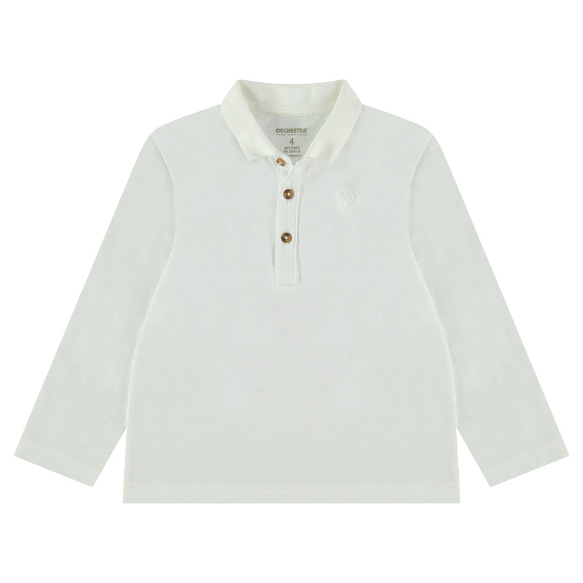 Júnior - Polo de manga larga de punto slub con logo estampado 