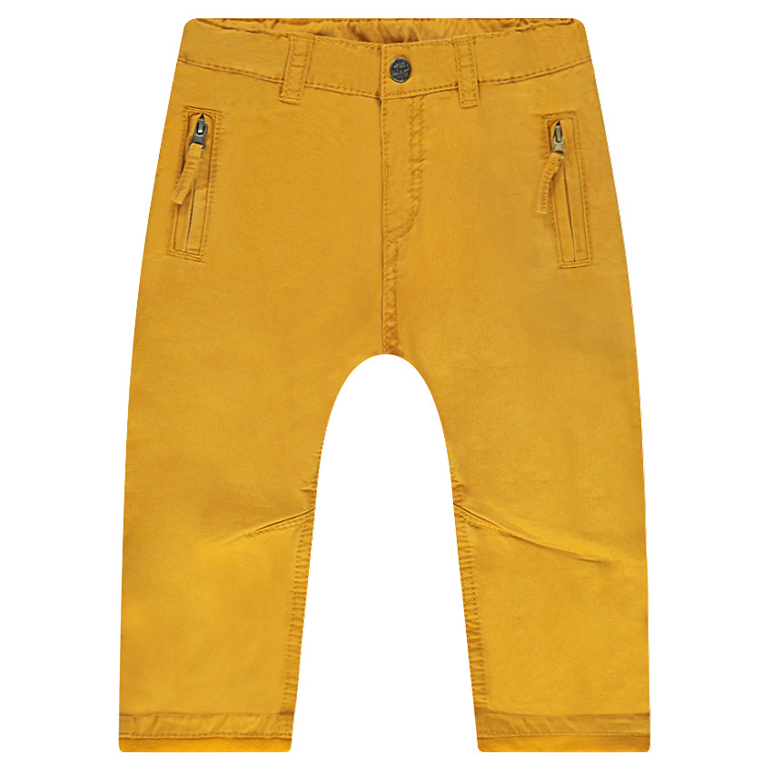 Pantalón de sarga ceñido con forro de punto y bolsillos con cremallera 