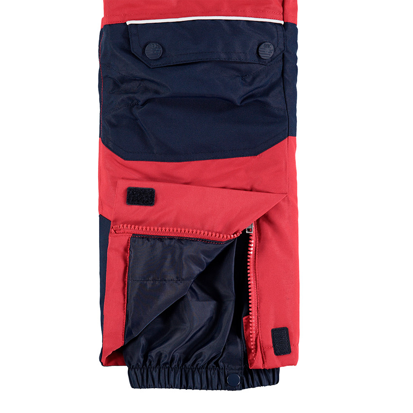 Pantalón de esquí rojo impermeable con tirantes desmontables 