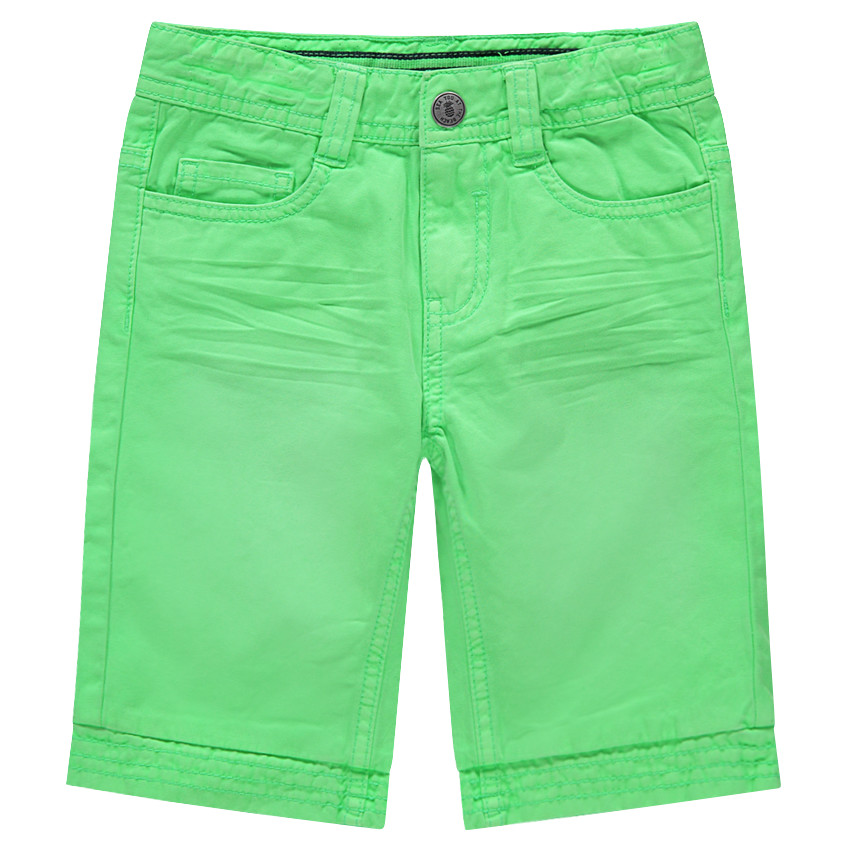 Bermudas de algodón verde fluorescente con efecto arrugado 