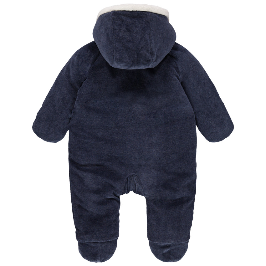 Mono de terciopelo con capucha y bordados Smiley 