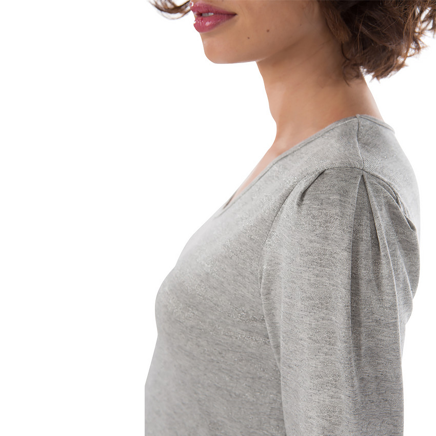Camiseta de manga larga a rayas en jacquard 