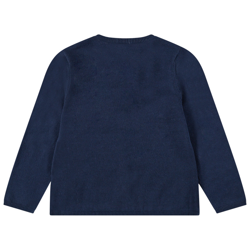 Chaqueta de punto azul marino con lazos planos del mismo color 