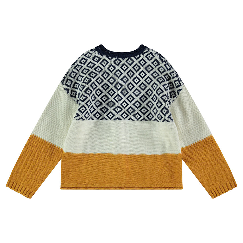 Chaqueta de punto en contraste con motivo de jacquard 