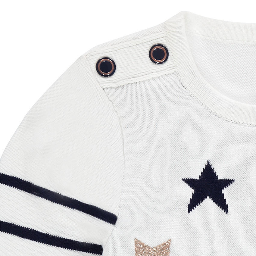 Jersey de punto de estilo marinero con estrellas de jácquard y lentejuelas 