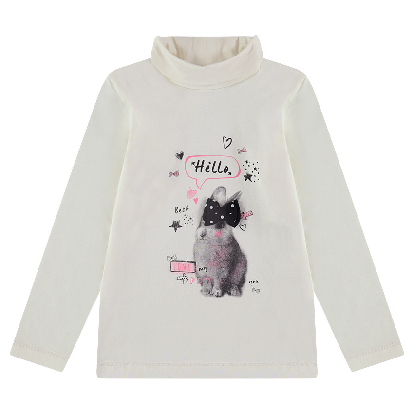 Camiseta interior de punto con estampado de fantasía y cuello vuelto 