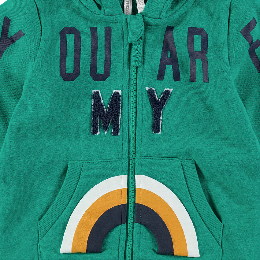Chaqueta de felpa con capucha e inscripción de rizo de arcoíris estampado  Additional Chaqueta de felpa con capucha e inscripción de rizo de arcoíris estampado