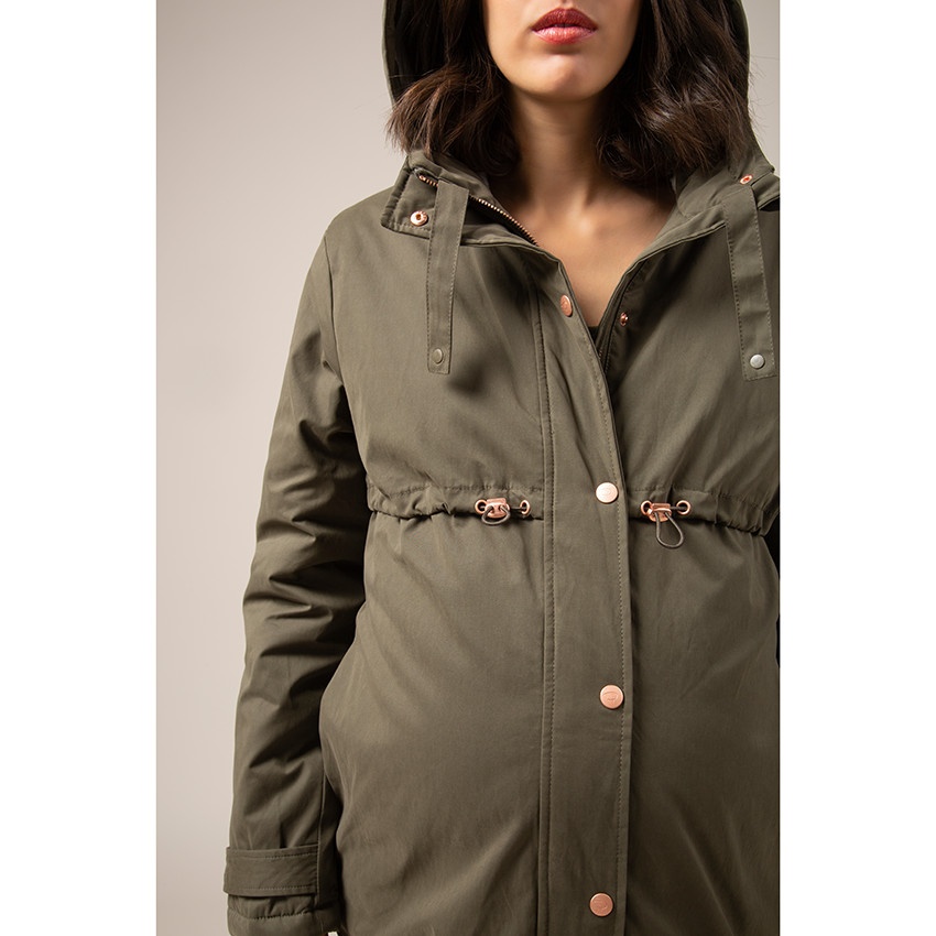 Parka de embarazo evolutiva con forro de sherpa 