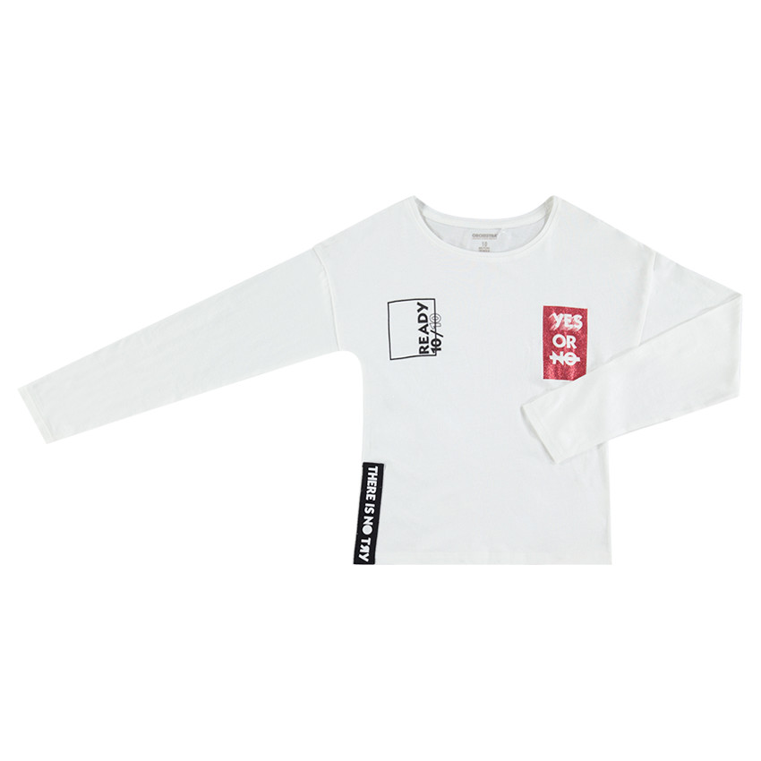 Camiseta de manga larga a rayas en jacquard con estampado brillante 