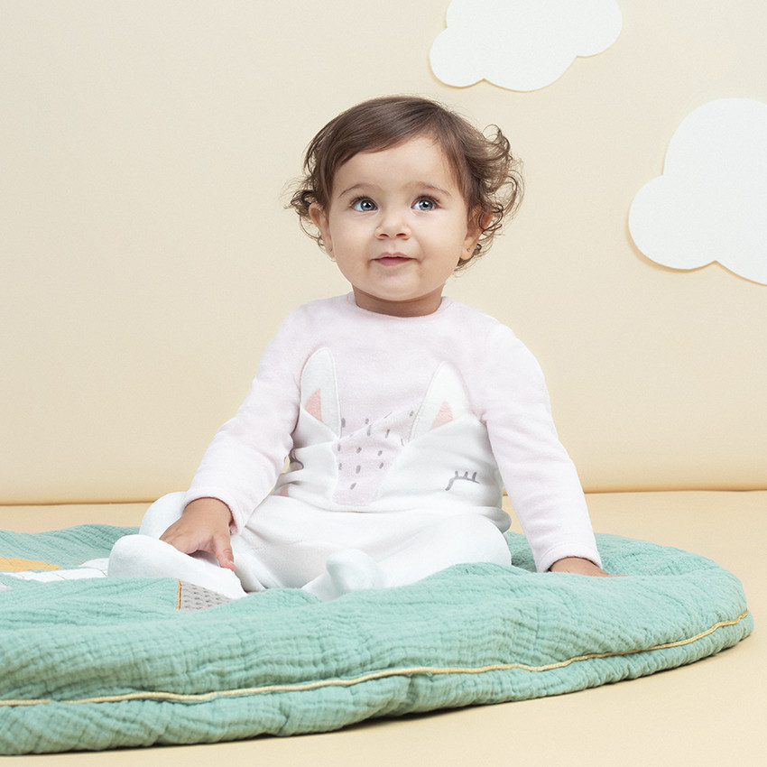 Dors-bien en velours motif lapin 