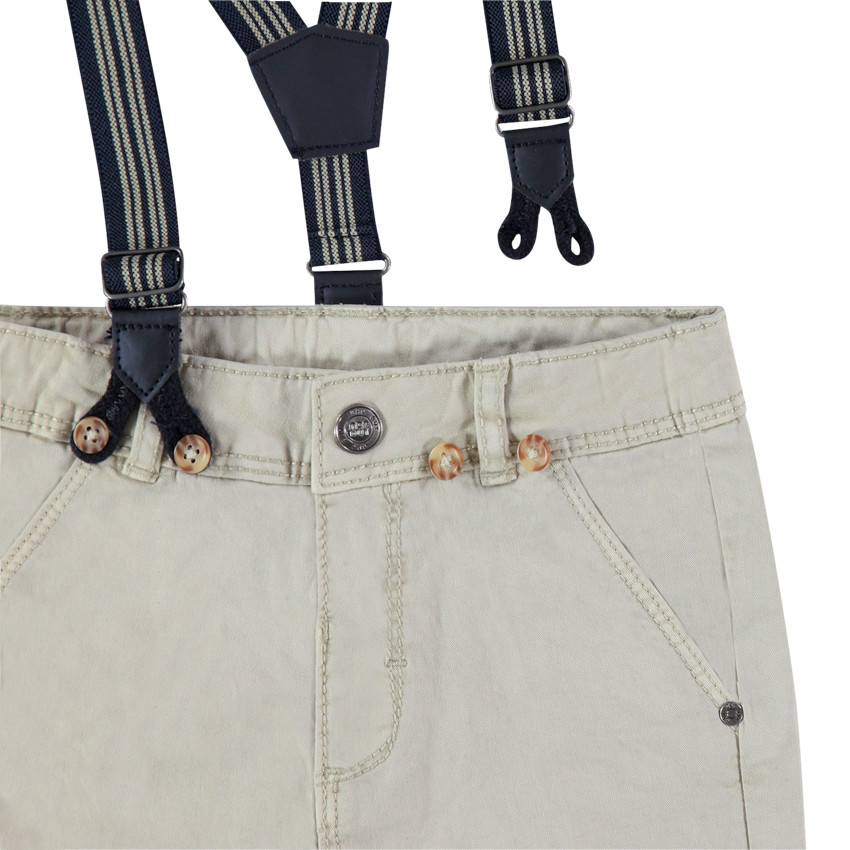 Pantalón de tela teñida con tirantes elásticos desmontables 