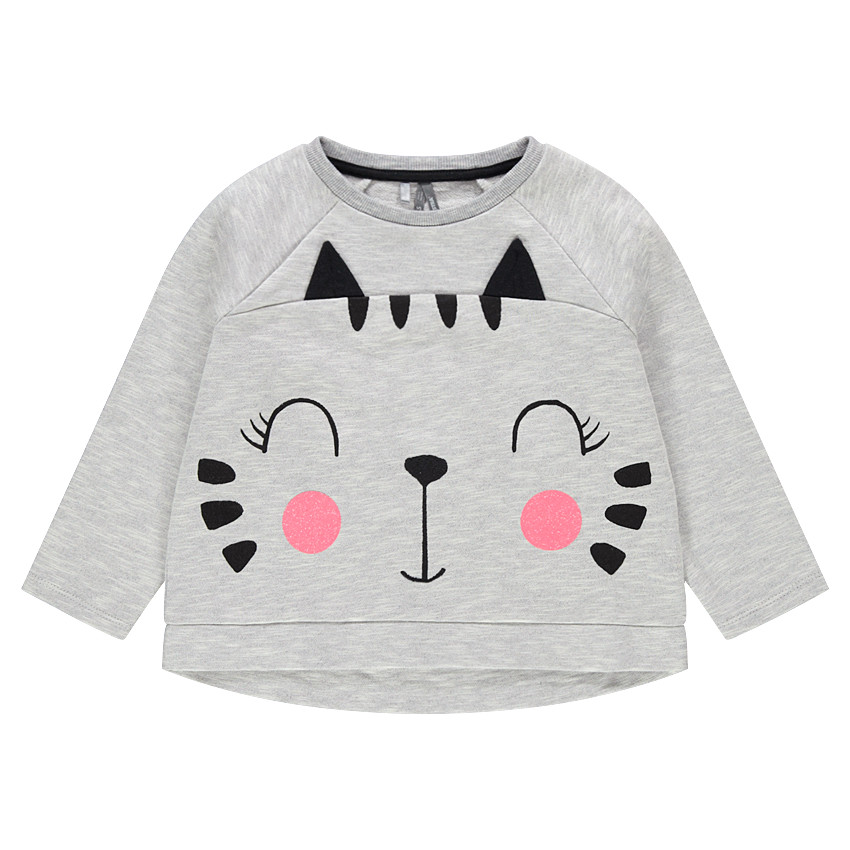 Sudadera de felpa con gato estampado y detalles brillantes  Additional Sudadera de felpa con gato estampado y detalles brillantes
