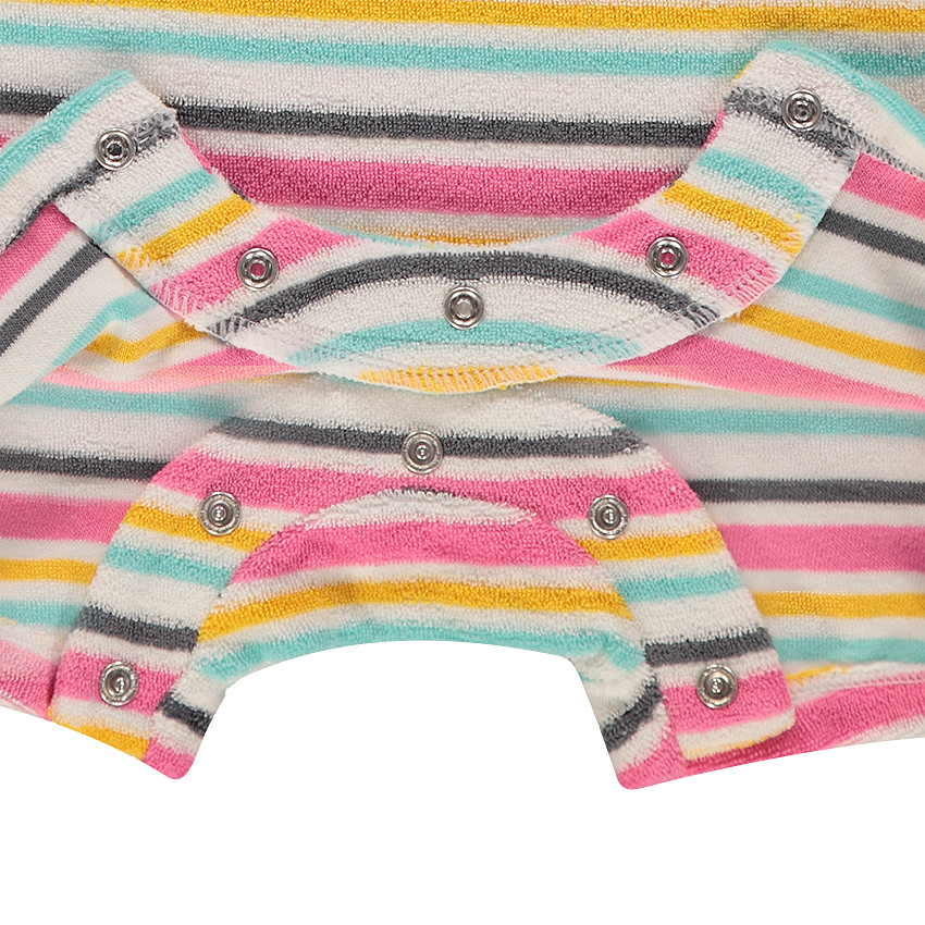 Combishort en coton éponge à rayures contrastées 