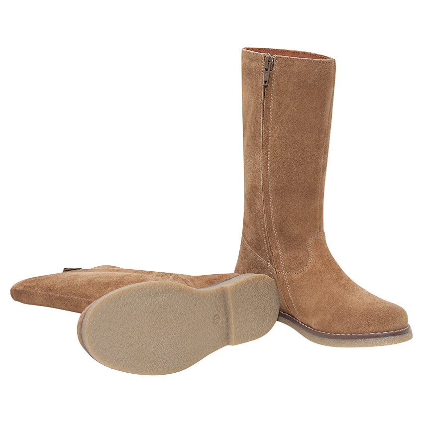 Botas de cuero de ante camel 