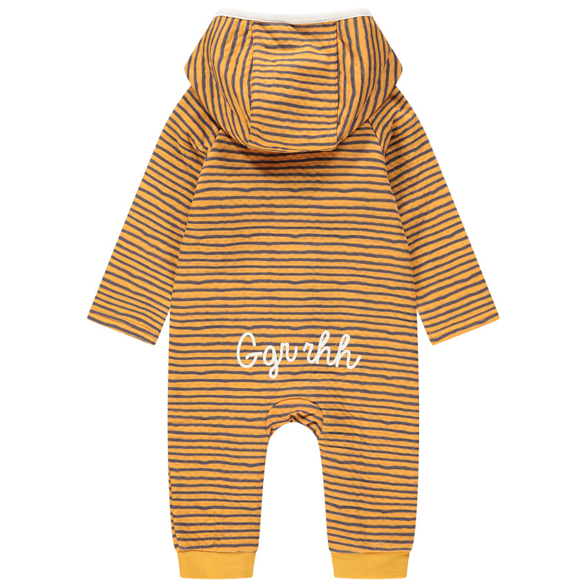 Mono largo de punto de rayas con tigre estampado 