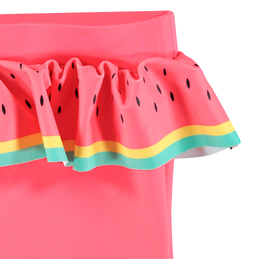 Bermudas de baño antirrayos UV SPF 50+ con volante estampado de sandías 