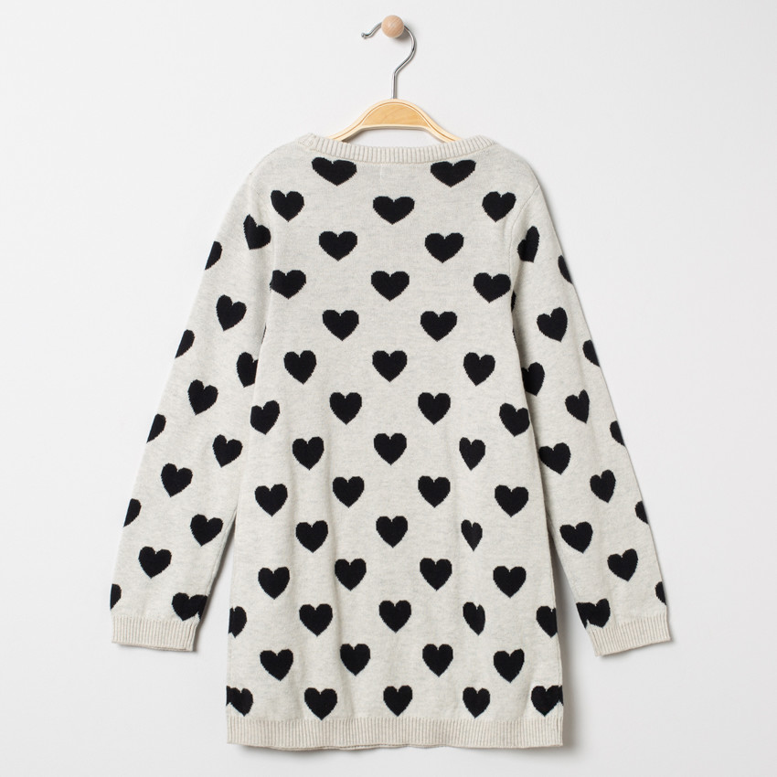 Robe pull en tricot à coeurs en jacquard all-over 