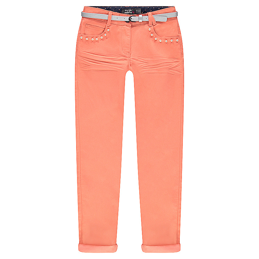 Júnior - Pantalón slim con efecto arrugado y piedrecitas de fantasía y cinturón 