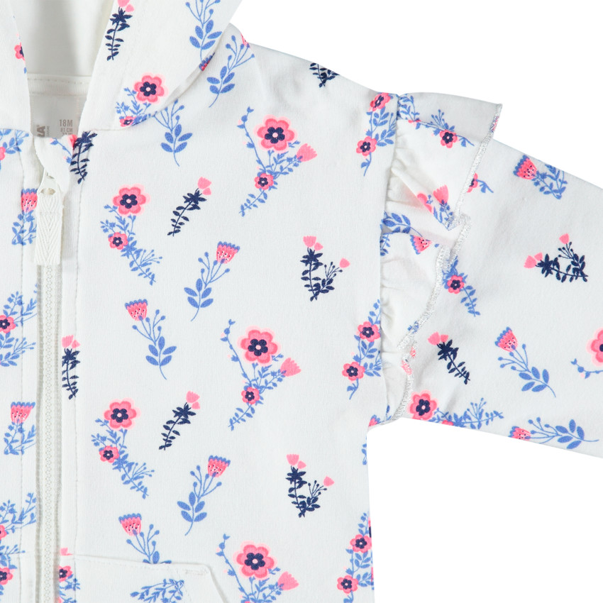 Chándal con chaqueta estampada de flores all over y pantalón liso 