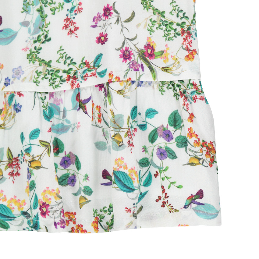 Vestido floral de tirantes con volante 