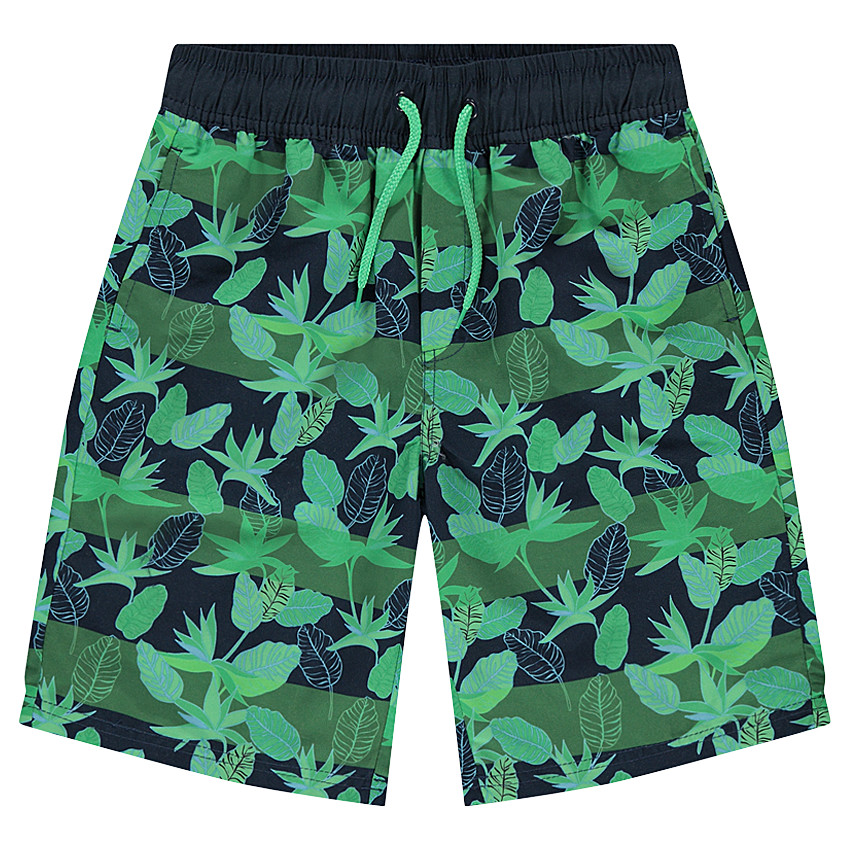 Júnior - Bermudas de baño con estampado vegetal y rayas 