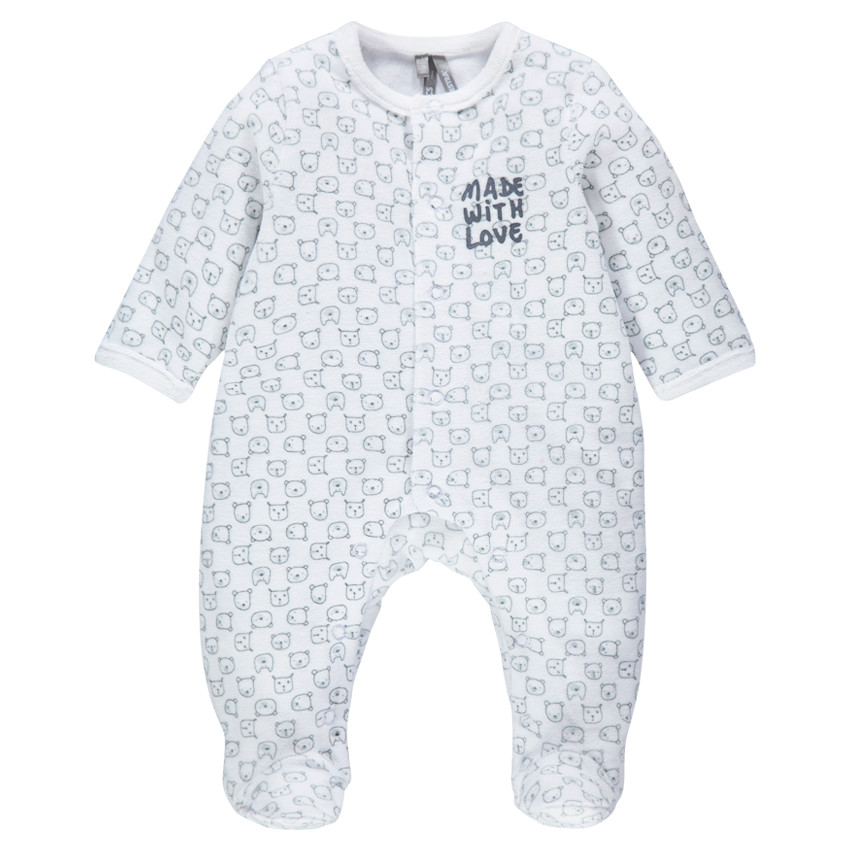 Mono de dormir de terciopelo con estampado fantasía all-over 