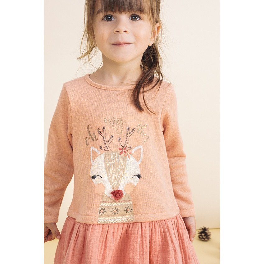 Robe effet 2 en 1 à animaux printés et broderies 