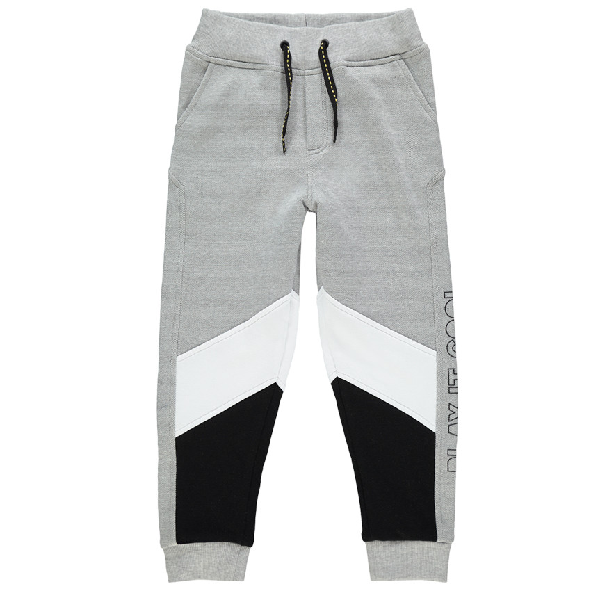 Pantalon de jogging en molleton tricolore aec inscription printée 