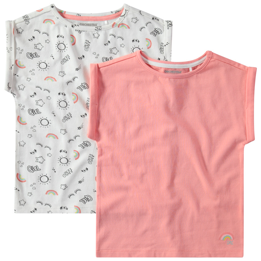 Juego de 2 camisetas de algodón liso/estampado all over  Additional Juego de 2 camisetas de algodón liso/estampado all over