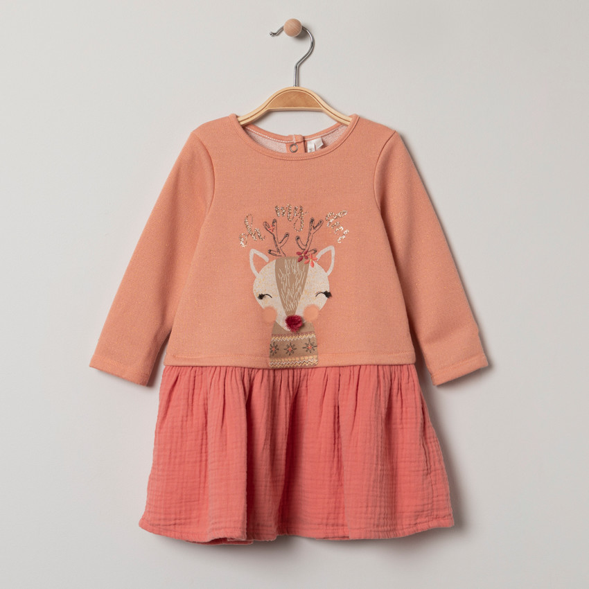 Robe effet 2 en 1 à animaux printés et broderies 