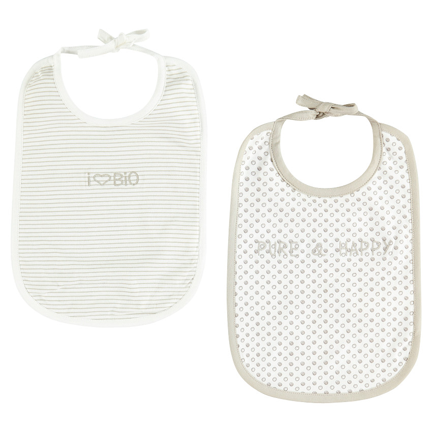 Lote de 2 baberos de rizo de algodón con rayas 