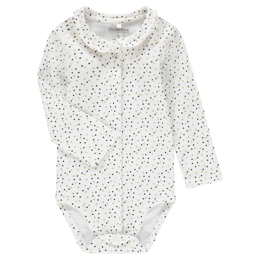 Body de manga larga de punto con lunares y cuello babero  Additional Body de manga larga de punto con lunares y cuello babero