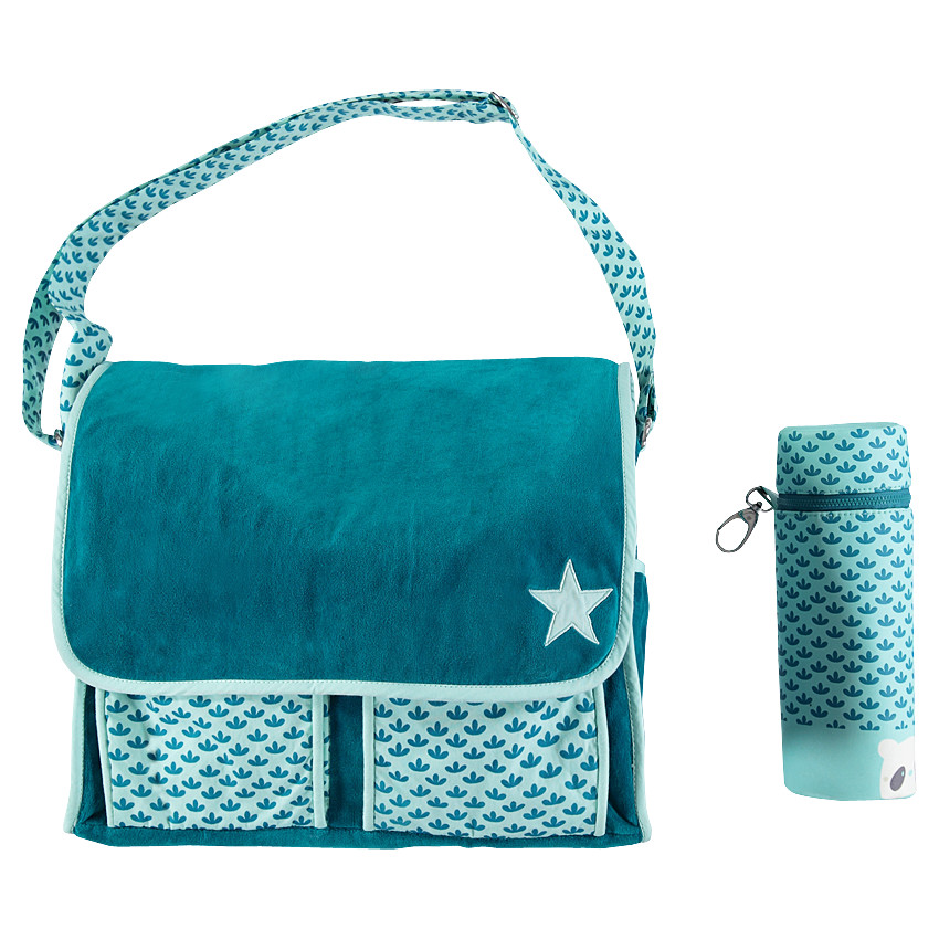 Bolsa de terciopelo suave con bolsillos estampados 