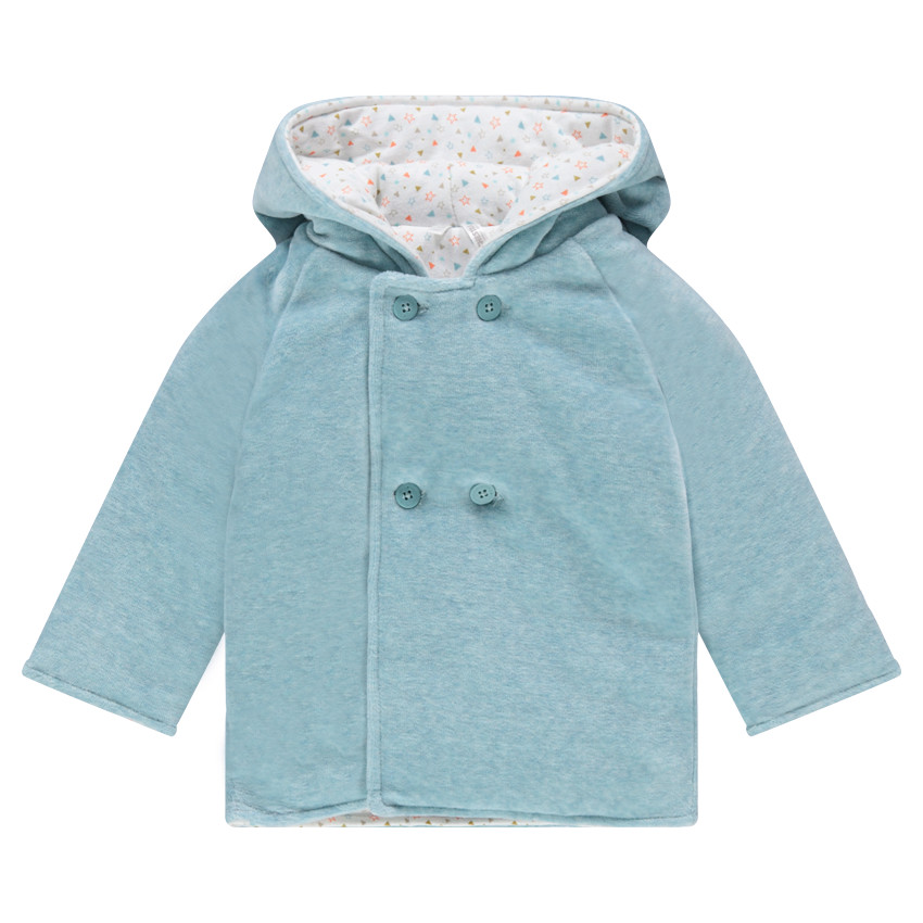 Chaqueta de terciopelo con capucha de punta y animal bordado 