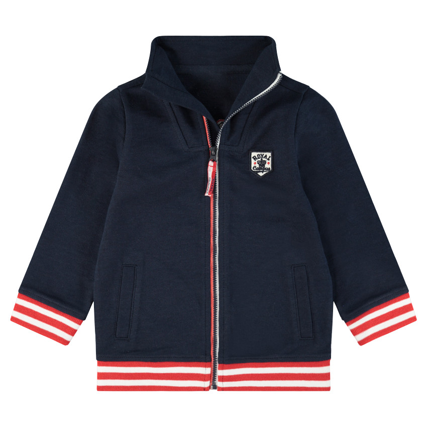 Chaqueta de felpa con amplia banda e inscripción en la espalda  Additional Chaqueta de felpa con amplia banda e inscripción en la espalda