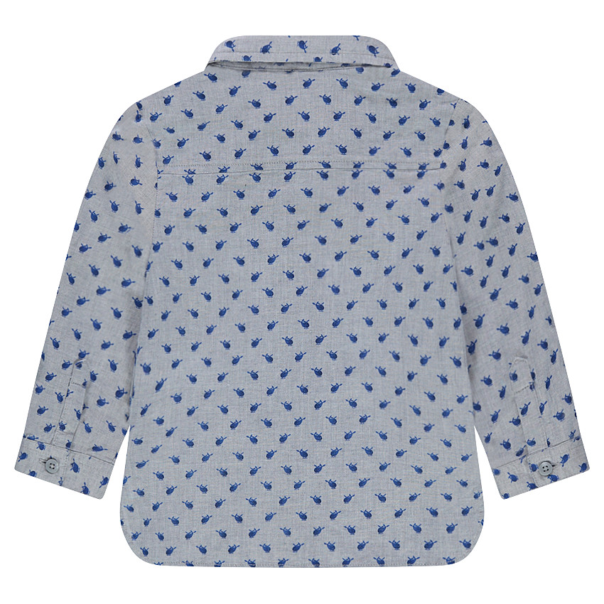 Camisa de manga larga de algodón con helicópteros estampados all-over 