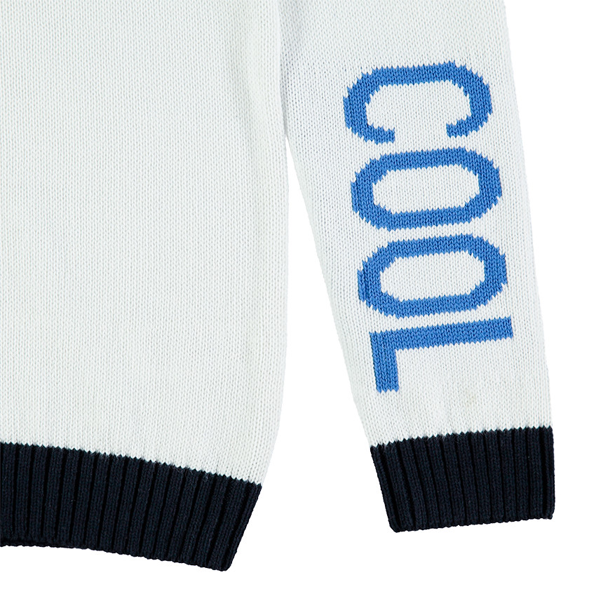 Júnior - Jersey de punto de fantasía con bandas que contrastane inscripciones 