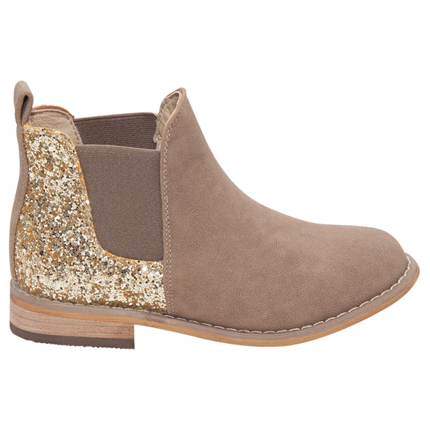 Botines efecto cuero con brillos 