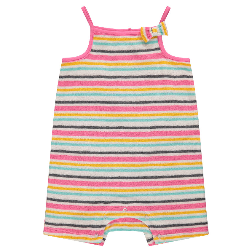 Combishort en coton éponge à rayures contrastées 