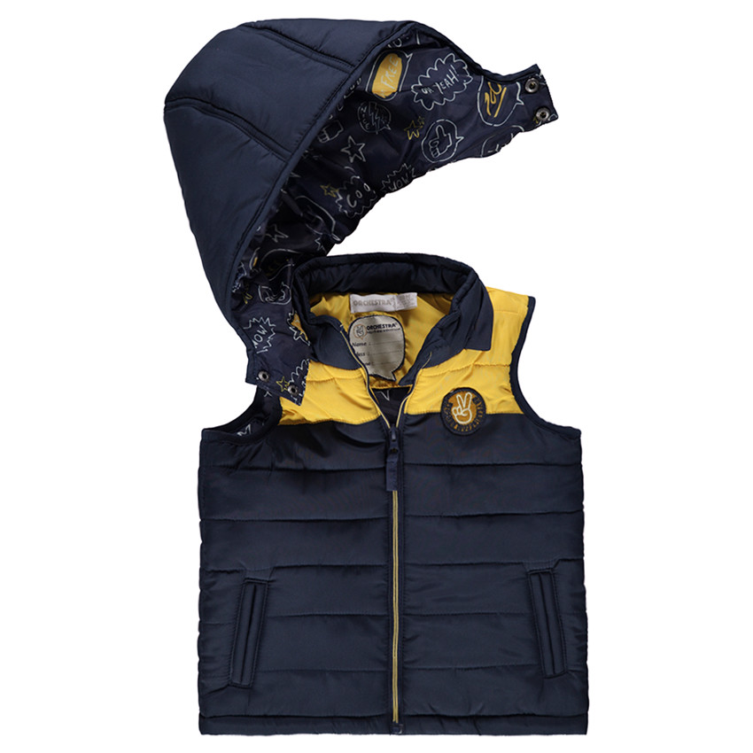 Anorak sin mangas con parche cosido y capucha desmontable 