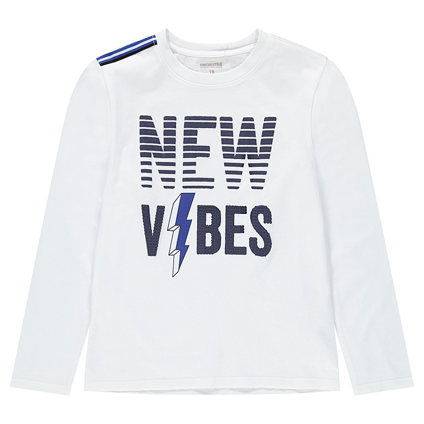 Júnior - Camiseta de manga larga de punto con inscripción estampada 